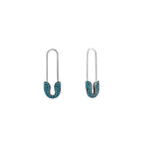 Turquoise Pave Safety Pin Earring Jewelled Sterling Silver